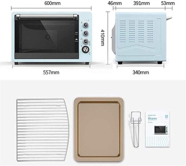 CAZARU Horno eléctrico de Mesa 62L Temperatura Ajustable 28-230 ℃ y Temporizador de 120 Minutos Precalentamiento Inteligente computarizado Circulación de Aire Caliente - Imagen 2