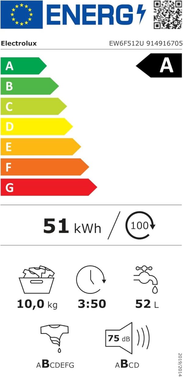 Electrolux EW6F512U - Lavadora de carga frontal PerfectCare 600 con tecnología SensiCare System, con cesta Gentle Care, 10 kg, Clase A, color blanco [Clase de eficiencia energética A] [Clase de eficiencia energética A] - Imagen 2