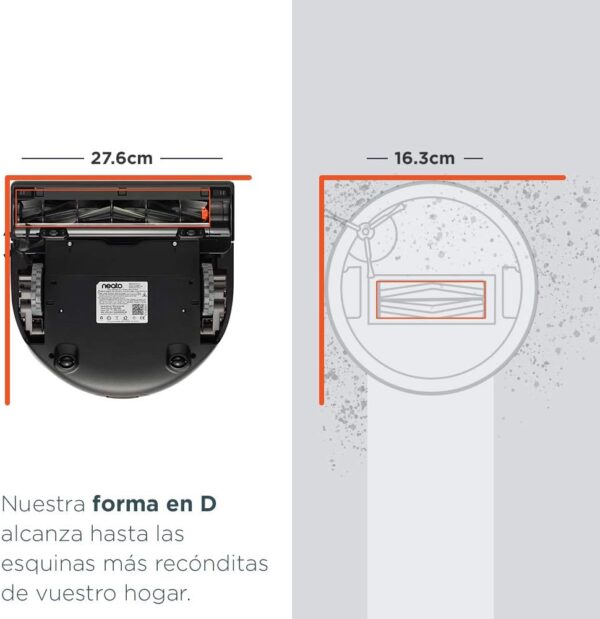 Neato Robotics 945-0296/D701 Robot Aspirador, 61 W, 0.7 litros, 69 Decibelios, Plastique, Gris Y Negro - Imagen 2