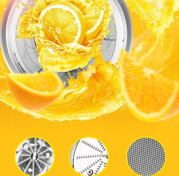 WERCHW Exprimidor de cítricos eléctricos, filtro de control y cubierta a prueba de polvo - conos de exprimidor de naranja y motor profesional - extractor de jugo eléctrico para pomelo de limón naranja - Imagen 5