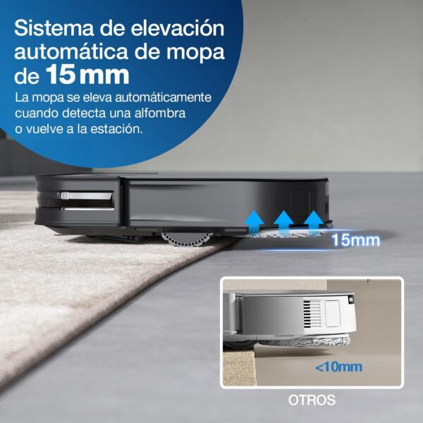 ECOVACS DEEBOT X2 Omni 8000 Pa Robot Aspirador y fregasuelos con estación Todo en uno, diseño Cuadrado + Kit de Recambio Original, 1*Cepillo Principal, 2*Cepillo Lateral, 3*Filtros Antibacterias - Imagen 4