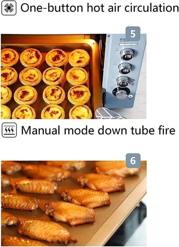 CAZARU Horno eléctrico de Mesa 62L Temperatura Ajustable 28-230 ℃ y Temporizador de 120 Minutos Precalentamiento Inteligente computarizado Circulación de Aire Caliente - Imagen 4