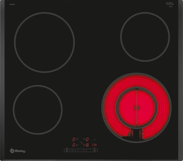 Balay 3EB721LR - Placa Vitrocerámica, 4 Zonas de Cocción, 60 cm, Zona doble 21 - 12 cm, Biselada Color Negro