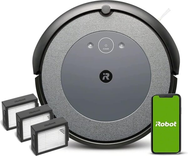 iRobot Roomba i3152 - Robot Aspirador con mapeo, Wi-Fi y Dos cepillos de Goma multisuperficie, óptimo por Mascotas + Roomba Pack de 3 filtros