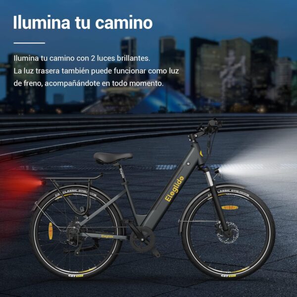 Eleglide Bicicleta Eléctrica T1 Step-Thru, Bici Eléctric de Trekking con Batería de 13Ah, Bicicleta Eléctrica de 27,5", Caja de Cambios 7, con Cremallera Trasera, Motor Par de 50 NM - Imagen 6