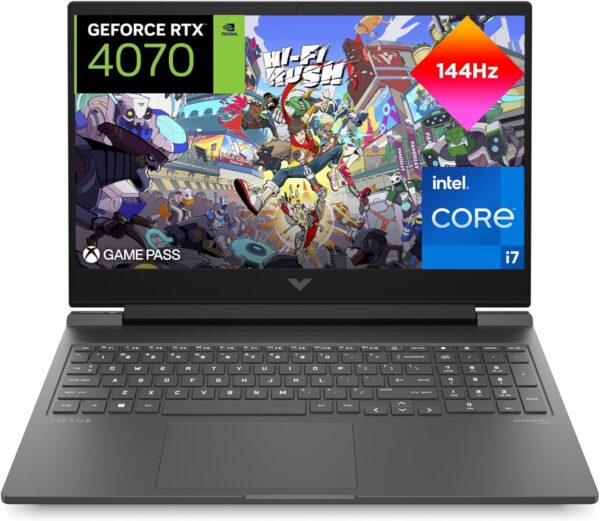 HP Victus 16-r1006ns - Ordenador portátil Gaming de 16.1" (Intel Core i7-14700HX, 32GB RAM, 1TB SSD, NVIDIA GeForce RTX 4070, 144Hz, Sin Sistema Operativo) Silver - Teclado QWERTY Español