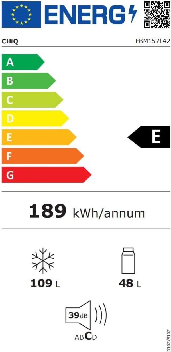 CHiQ FBM157L42 - Frigorífico Combi independiente 157L, 144 cm de alto, 47 cm de ancho, 39 db, compresor con 12 años de garantía [Clase de eficiencia energética E] - Imagen 2