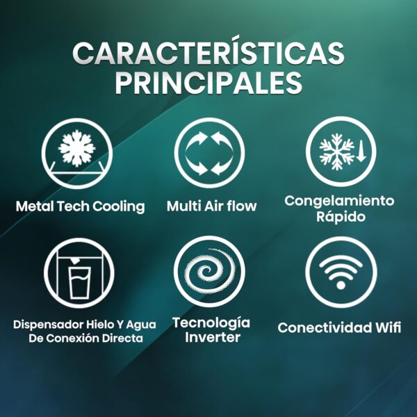 Hisense RS818N4TIC - Frigorífico Americano Side By Side, Eficiente Clase C, Capacidad 632 L, Dispensador Agua & Hielo, Conectividad WiFi, Metal Cooling, Multi-Air Flow, Color Inox [Clase de eficiencia energética C] - Imagen 8