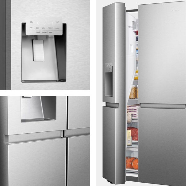 Hisense RS818N4TIC - Frigorífico Americano Side By Side, Eficiente Clase C, Capacidad 632 L, Dispensador Agua & Hielo, Conectividad WiFi, Metal Cooling, Multi-Air Flow, Color Inox [Clase de eficiencia energética C] - Imagen 5