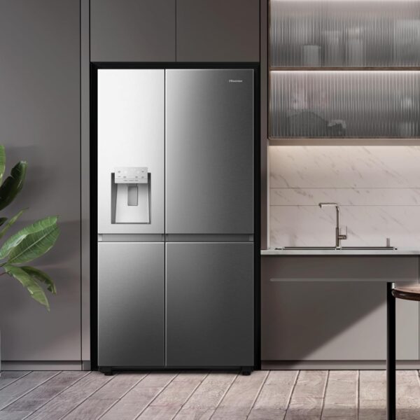 Hisense RS818N4TIC - Frigorífico Americano Side By Side, Eficiente Clase C, Capacidad 632 L, Dispensador Agua & Hielo, Conectividad WiFi, Metal Cooling, Multi-Air Flow, Color Inox [Clase de eficiencia energética C] - Imagen 4